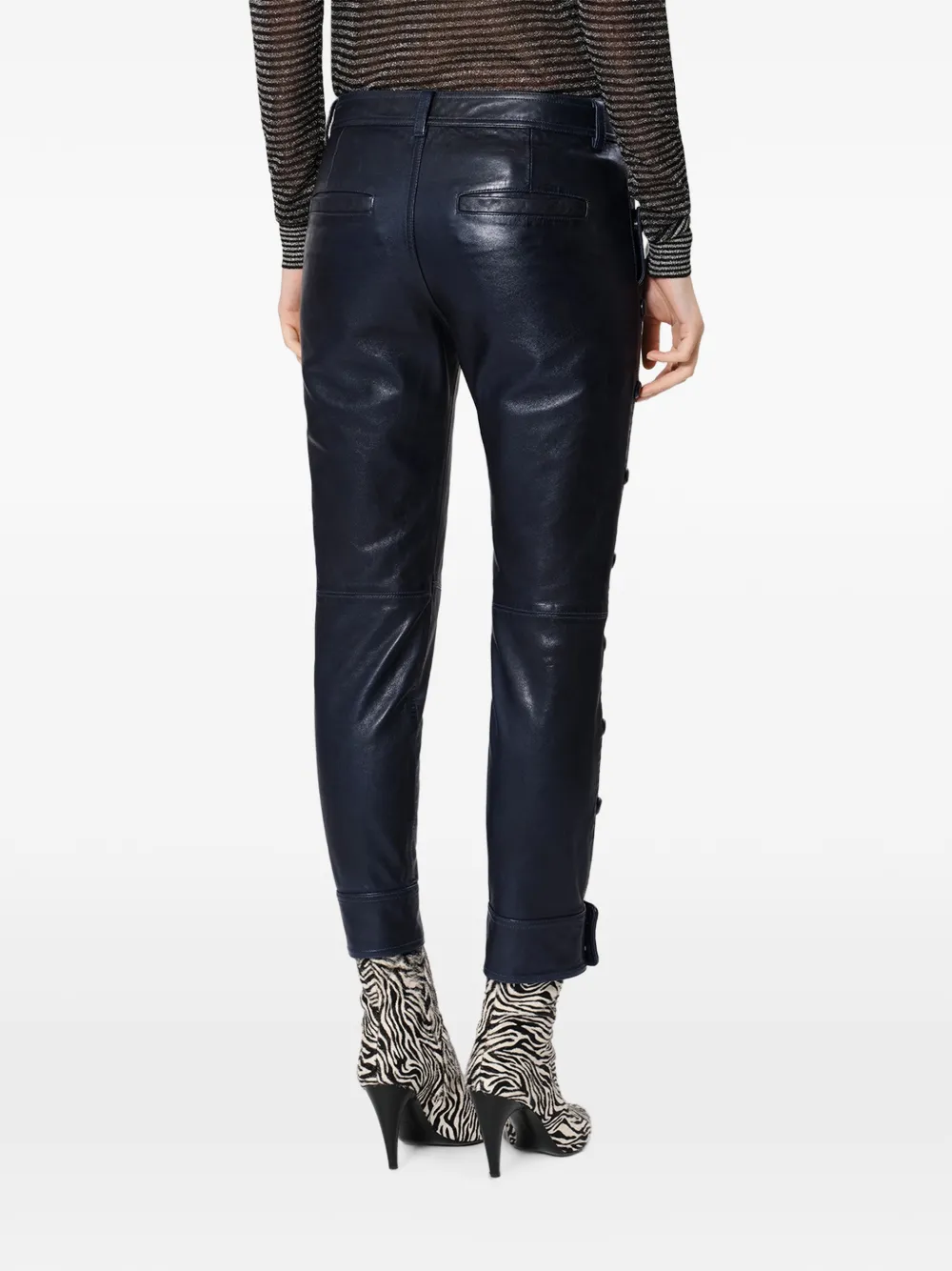 ISABEL MARANT Rolinda leren broek met knoopdetail Blauw