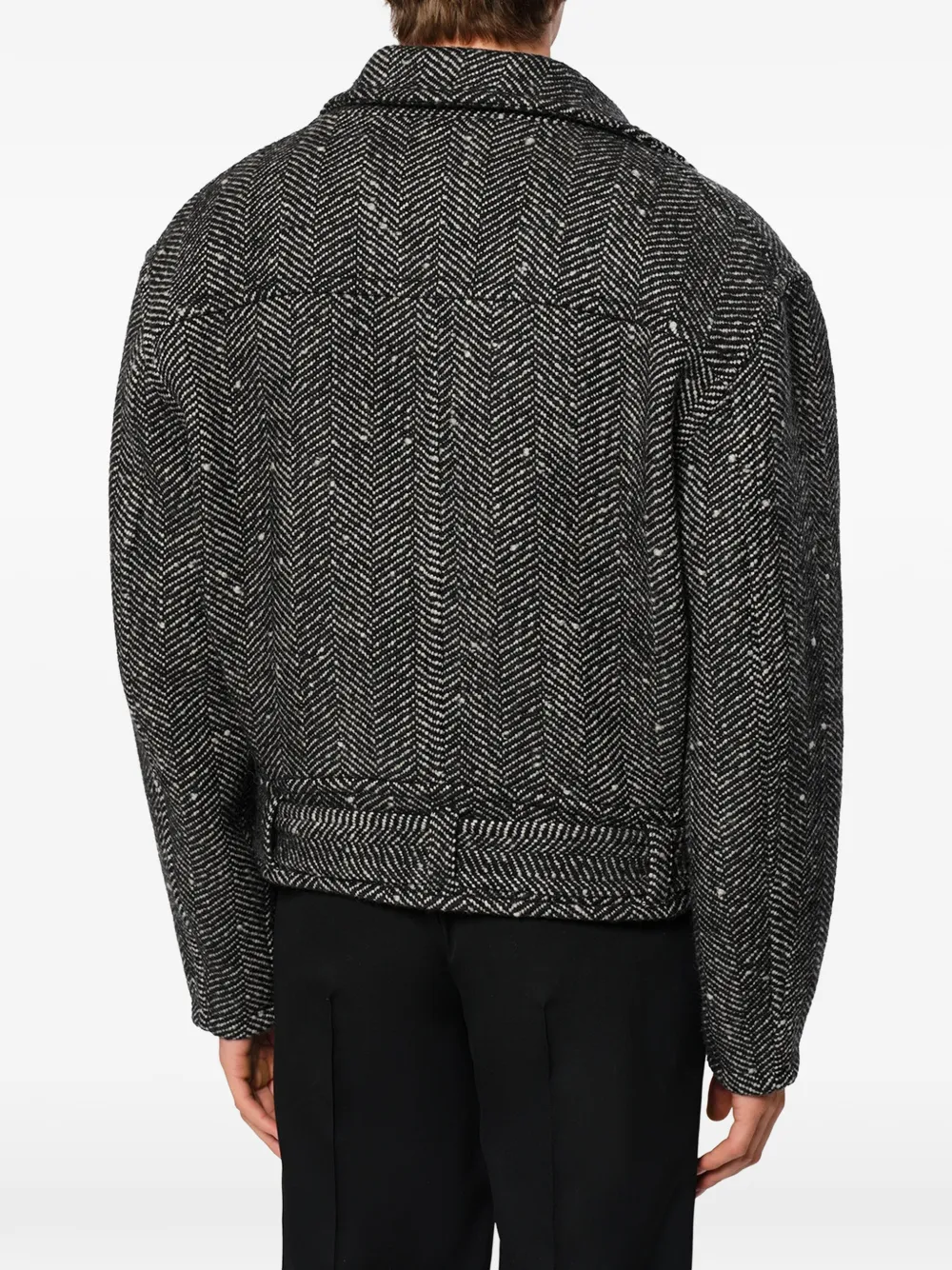 MARANT Ethan jas met visgraat-patroon en ceintuur Zwart