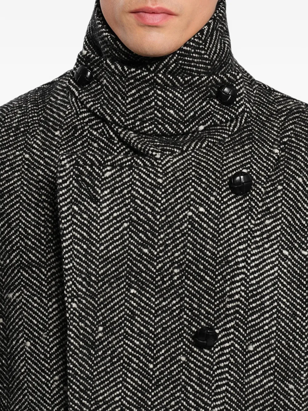 MARANT Ethan jas met visgraat-patroon en ceintuur Zwart