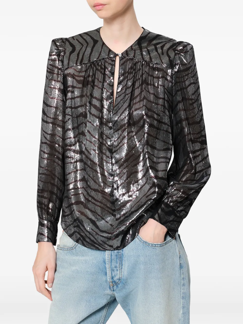 ISABEL MARANT Farali zijden top Zilver