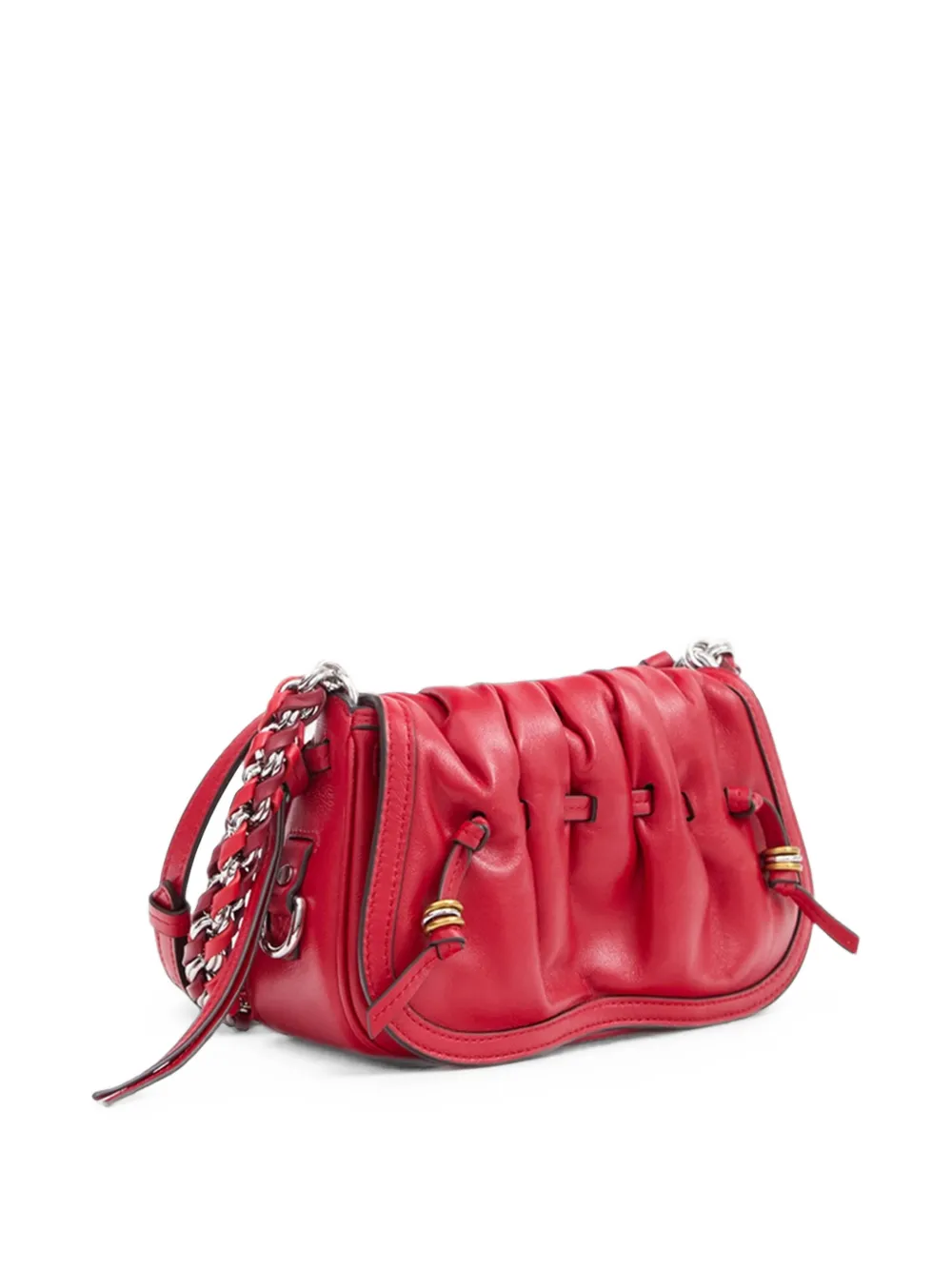 ISABEL MARANT Bolton leren schoudertas met ruches Rood
