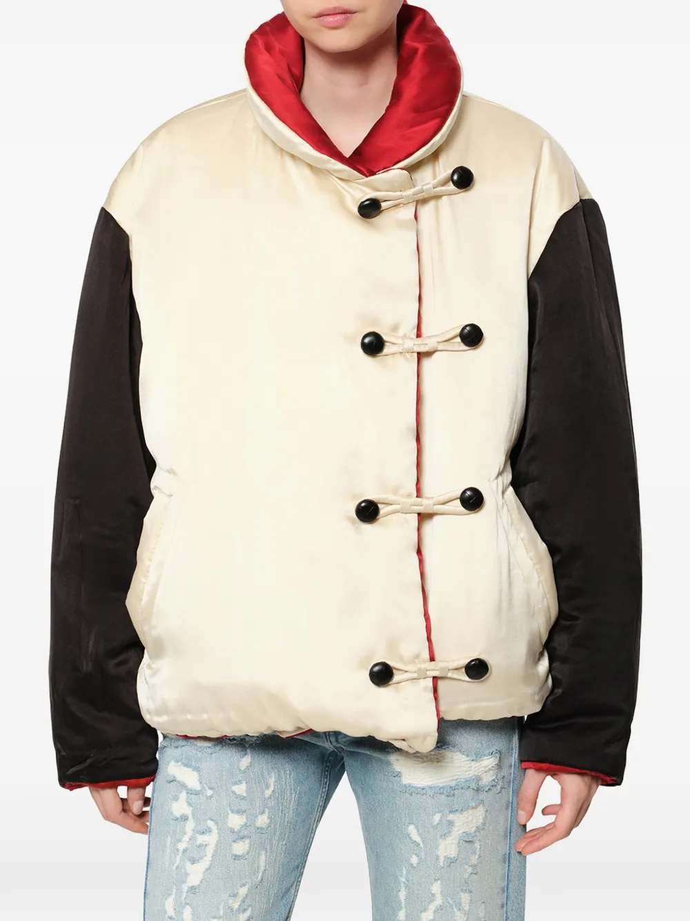 ISABEL MARANT Bleza zijden satijnen donsjack Beige