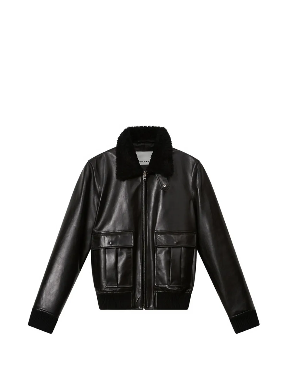 MARANT Bowy fur-collar leather jacket - Nero