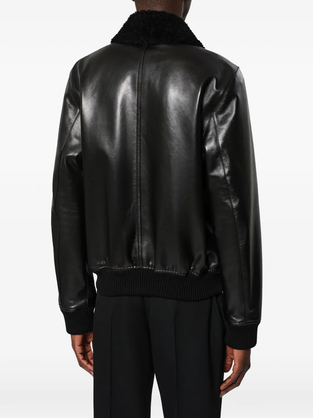 MARANT Bowy leren jack met bontkraag Zwart