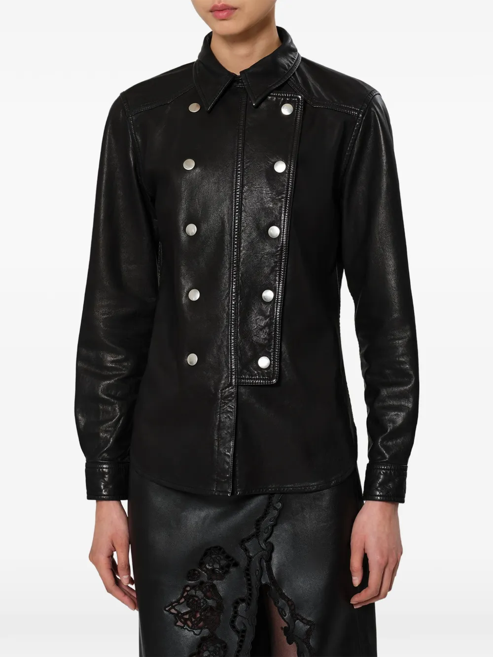 ISABEL MARANT Valdy blouse met dubbele rij knopen Zwart