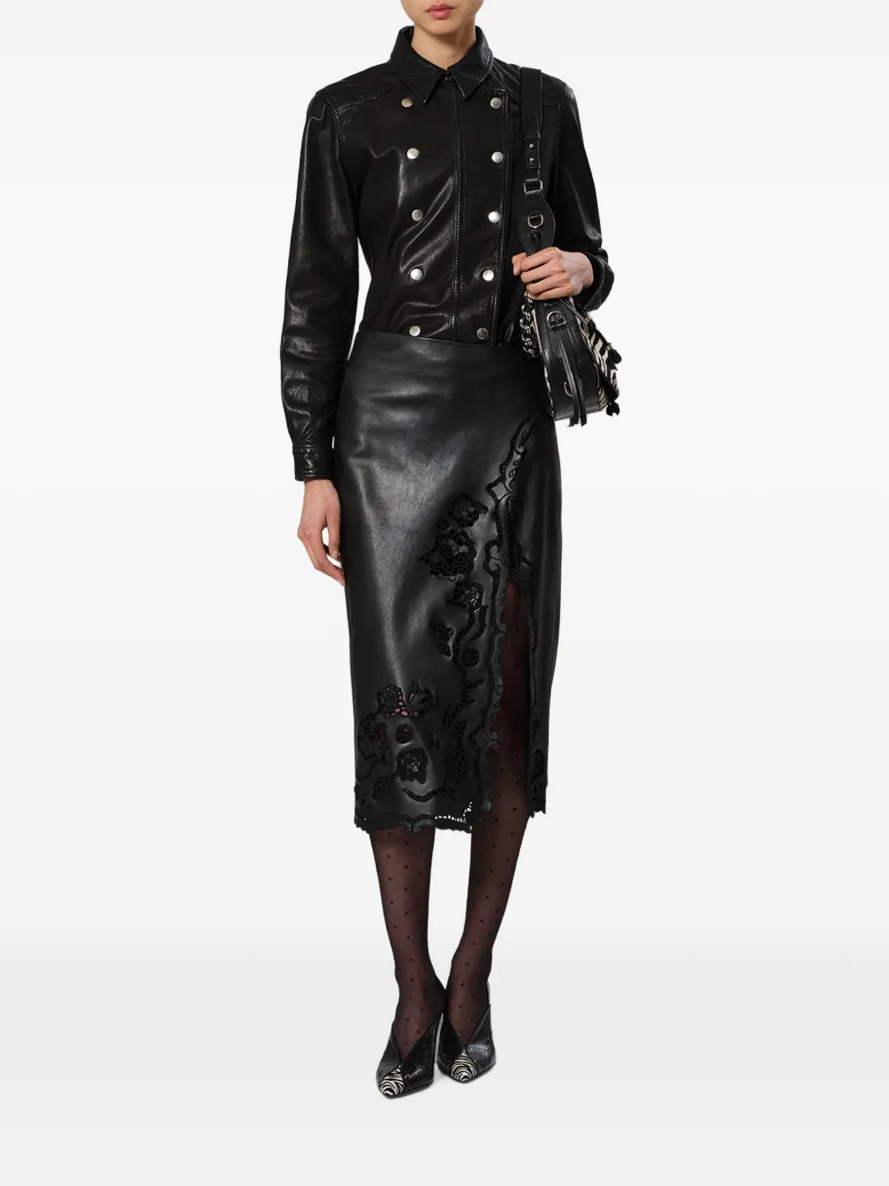 ISABEL MARANT Valdy blouse met dubbele rij knopen Zwart