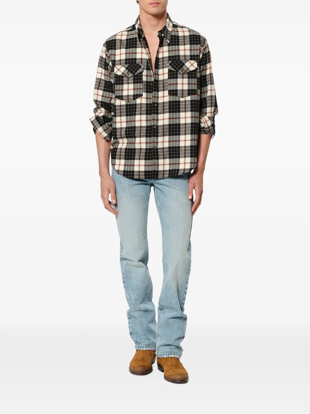 MARANT Saul geruit overhemd Beige