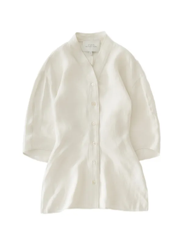 Studio Nicholson Asti Curved-sleeve Blouse in Neutrals
