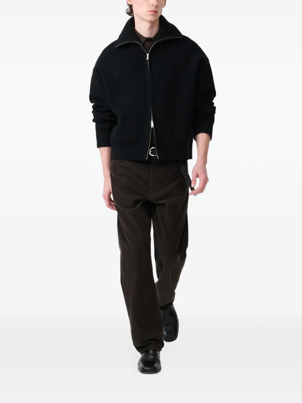 Studio Nicholson Sandos ribgebreid vest Zwart