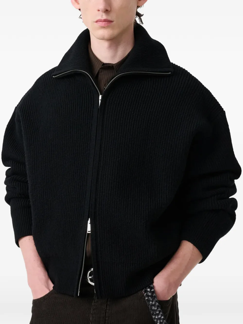 Studio Nicholson Sandos ribgebreid vest Zwart