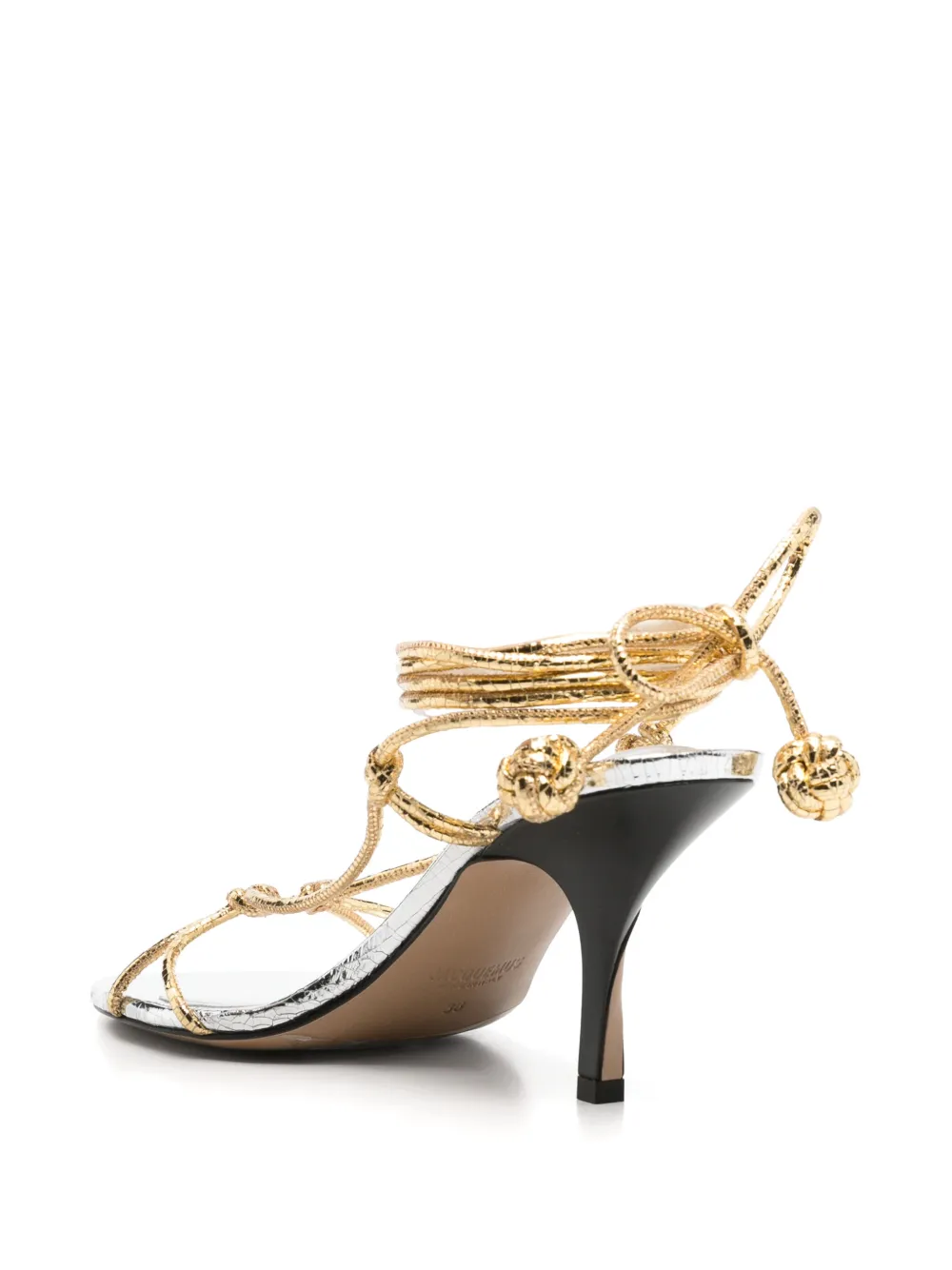 Jacquemus Tourni Sandals in Gold, view 3