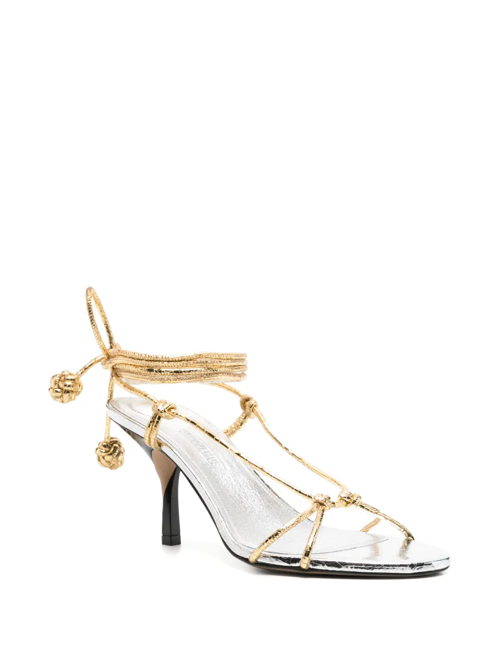 Jacquemus Tourni Sandals in Gold, view 2