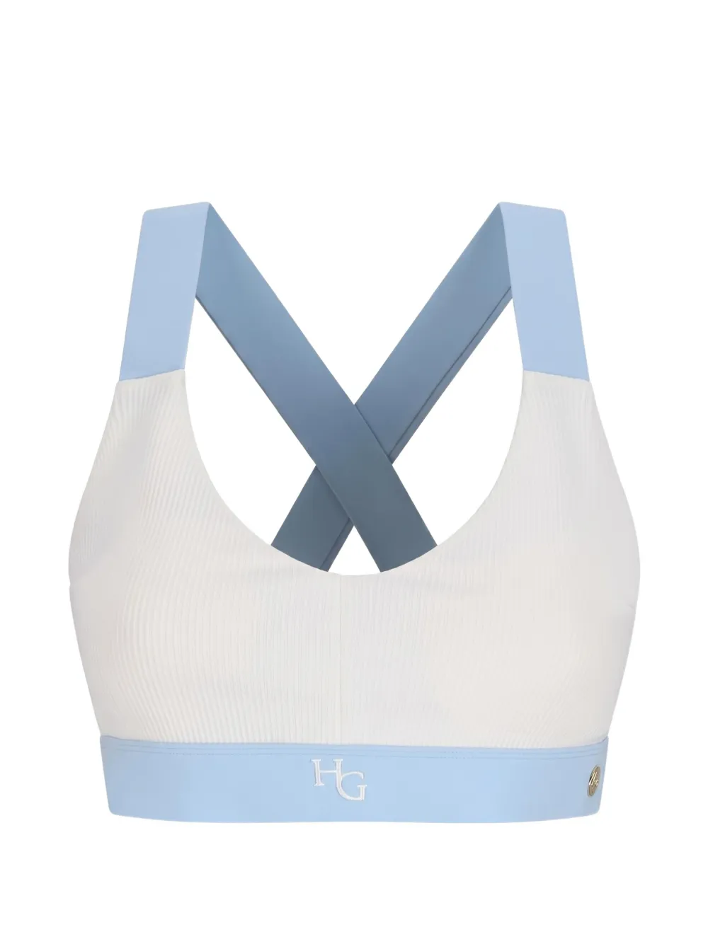 HOUSE OF GRAVITY Geribbelde sport-bh met gekruist detail Wit