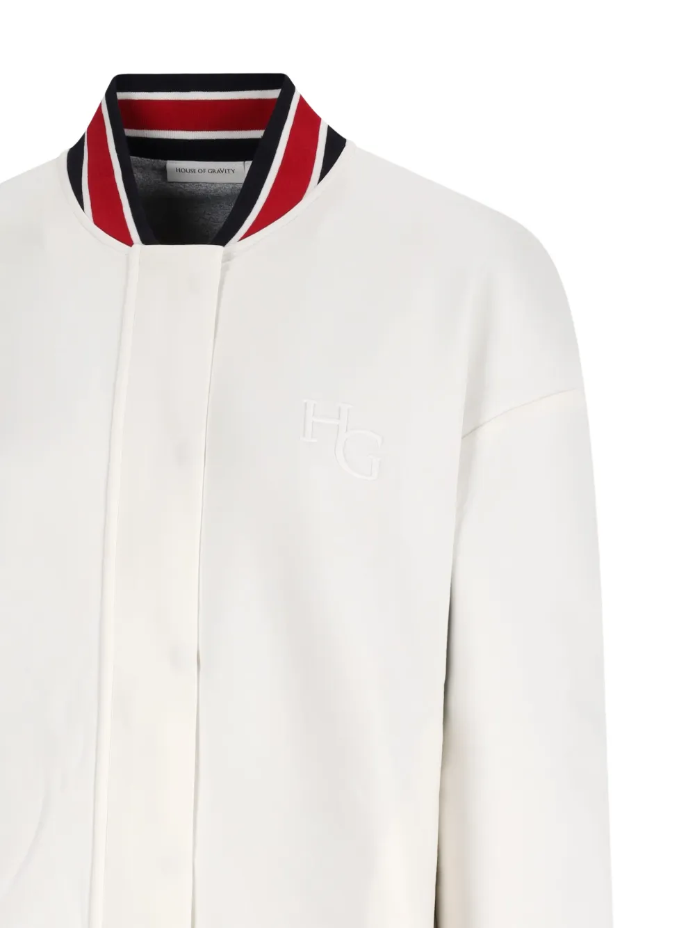 HOUSE OF GRAVITY Bomberjack met geborduurd logo en gestreepte afwerking Wit