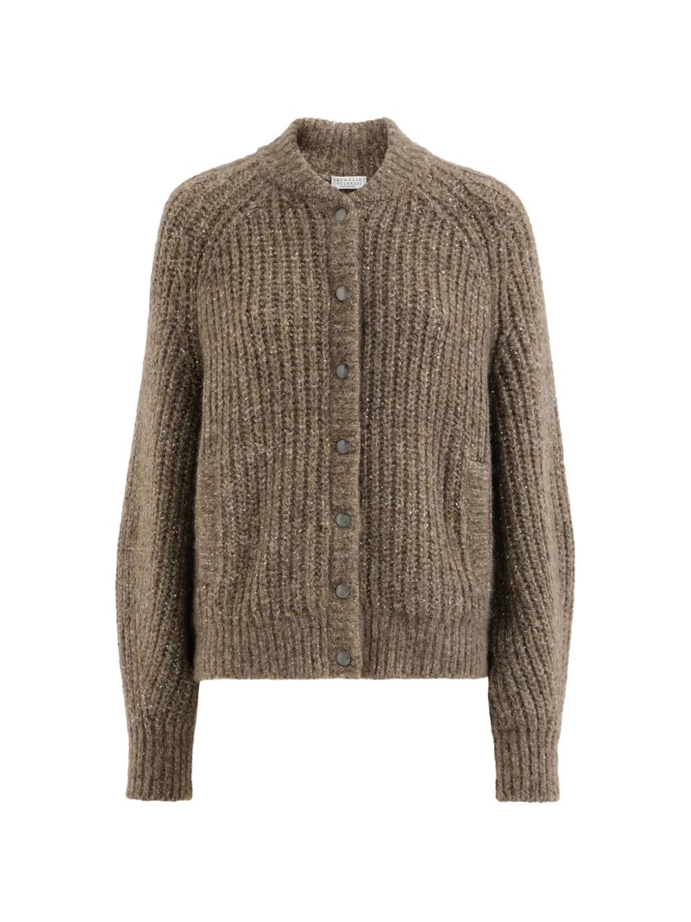 Brunello Cucinelli sequin-embellished ribbed-knit cardigan - Marrone