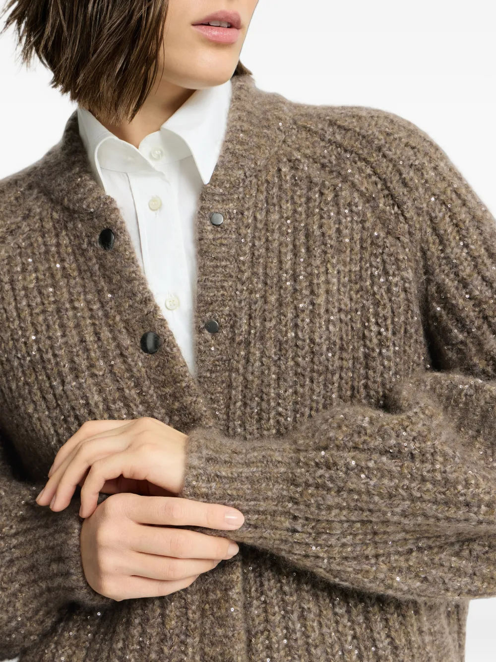 Brunello Cucinelli Vest verfraaid met pailletten Bruin
