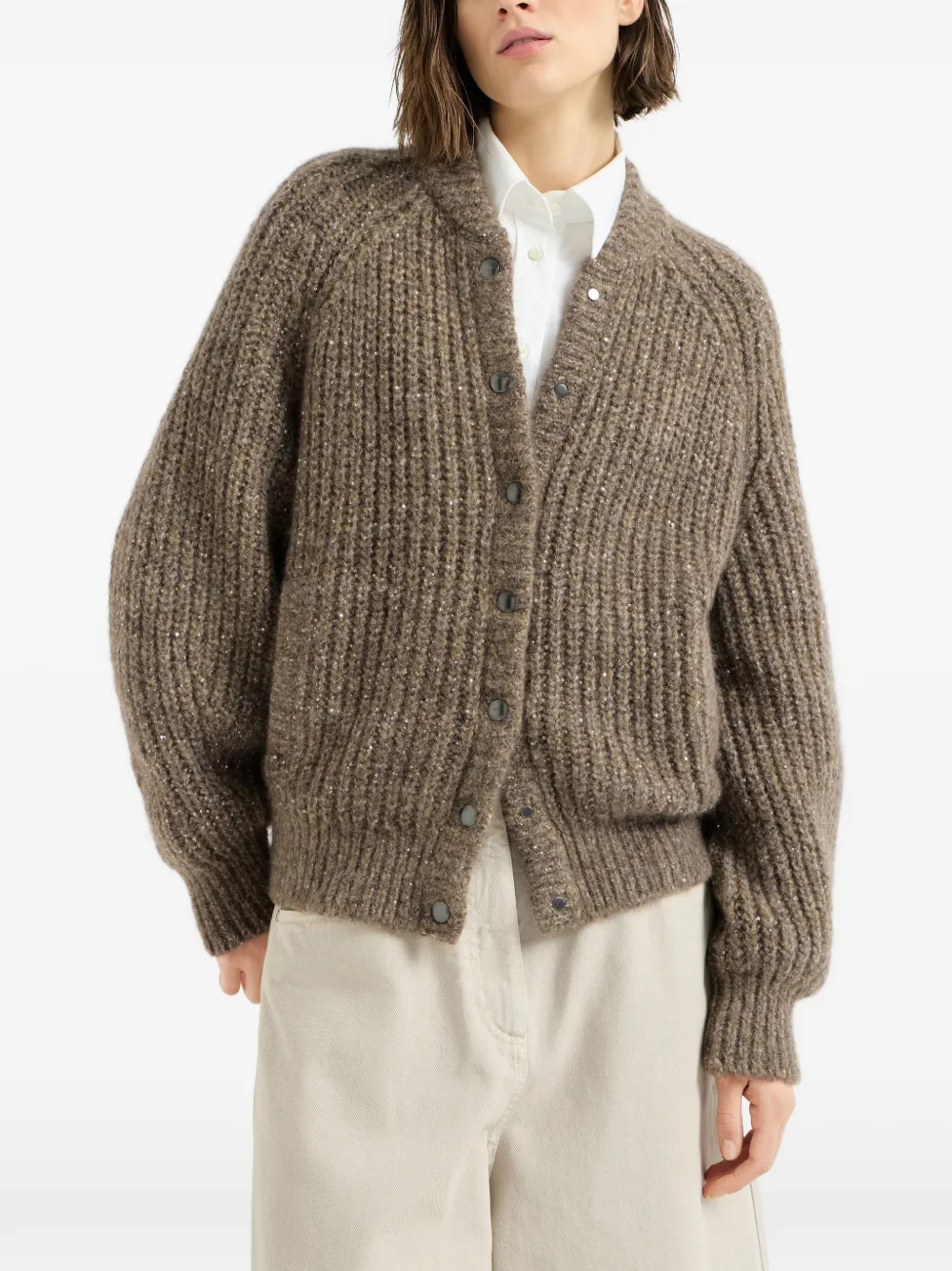 Brunello Cucinelli Vest verfraaid met pailletten Bruin