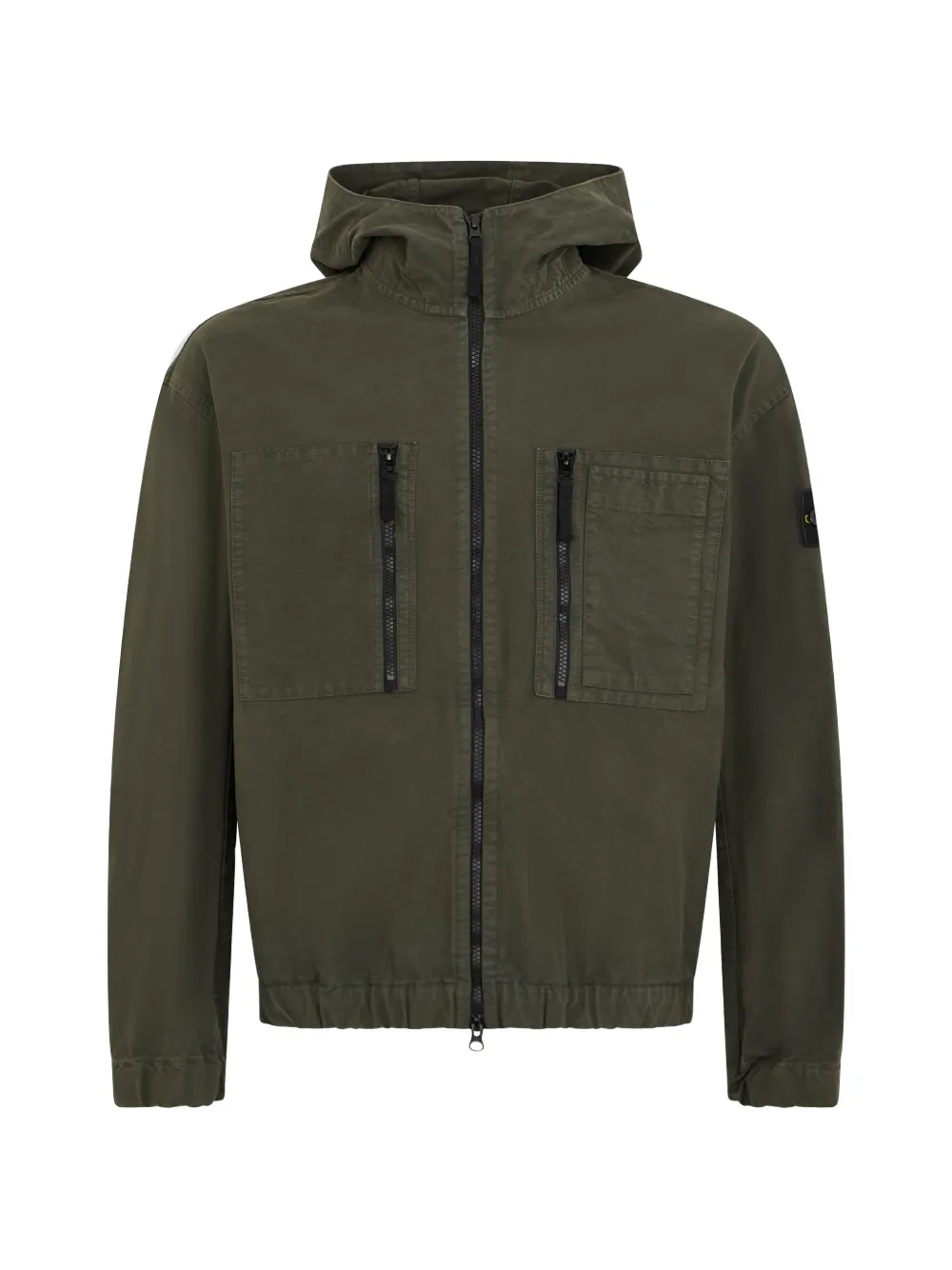 Stone Island 1200011 organic-cotton ripstop comfort-fit hooded overshirt with zip pockets - Grau