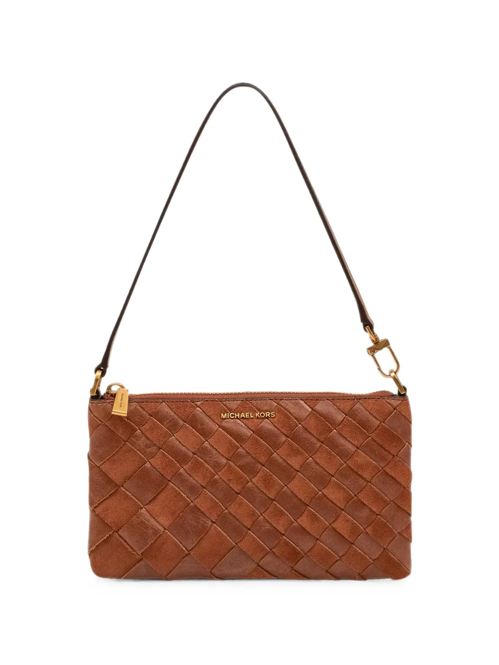 Michael Michael Kors Jet Set woven leather clutch bag - Marrone