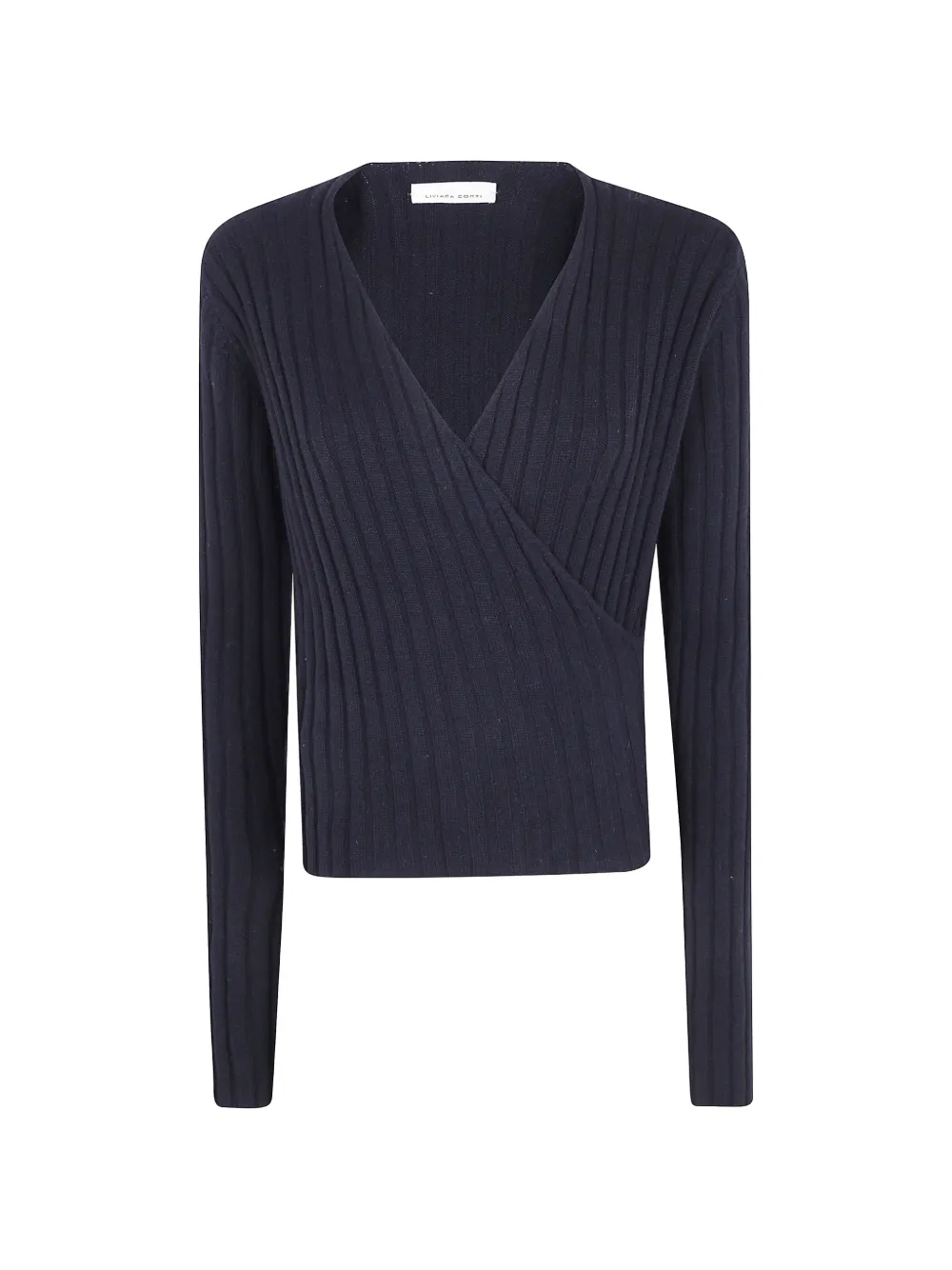 Liviana Conti ribbed-knit wrap-style sweater - Schwarz