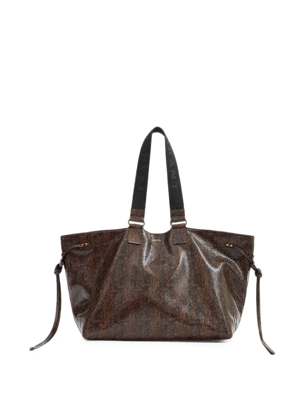 ISABEL MARANT Wardy leren schoudertas met slangen-effect Bruin