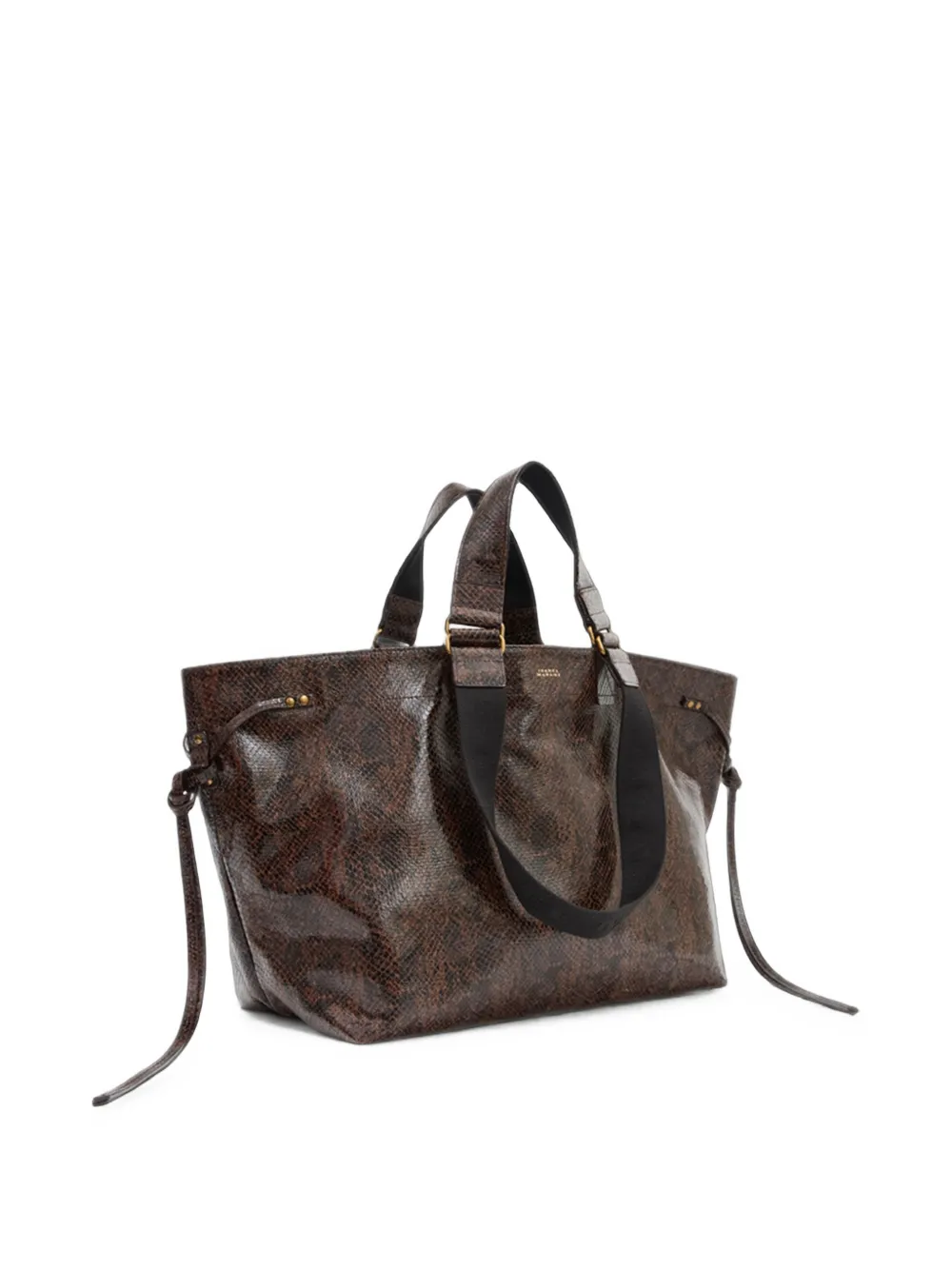 ISABEL MARANT Wardy leren schoudertas met slangen-effect Bruin