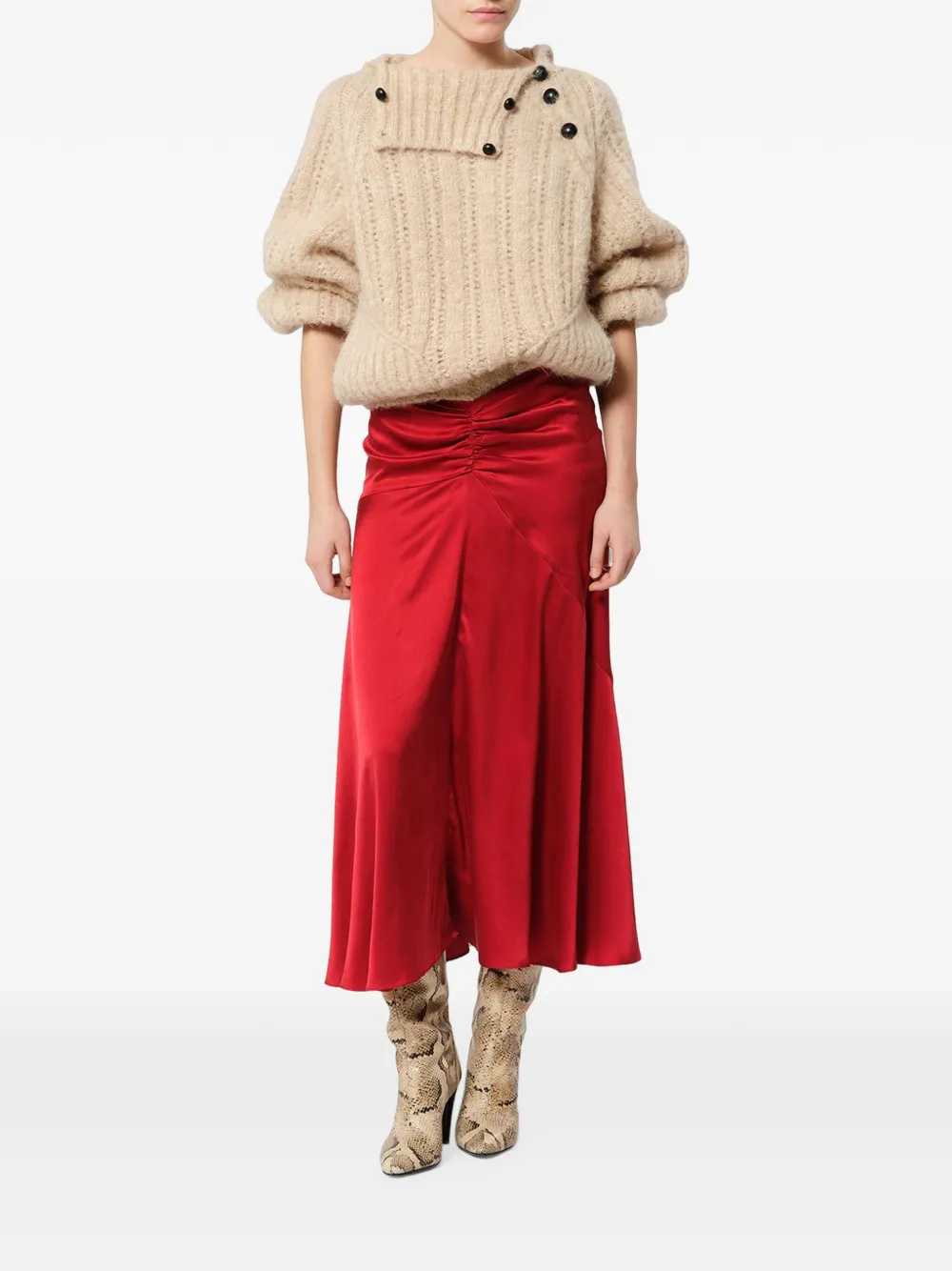 ISABEL MARANT Laren zijden rok Rood