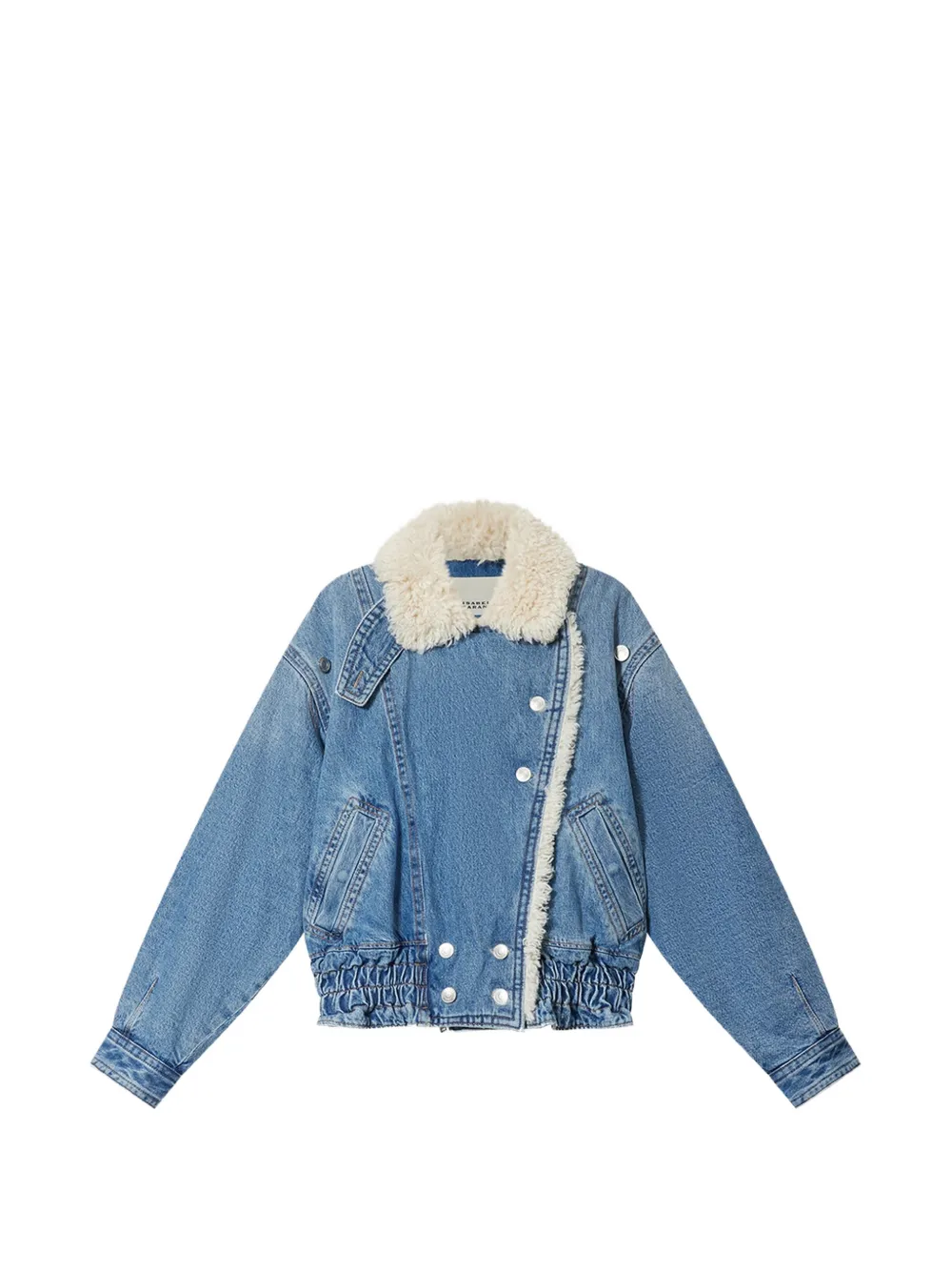 ISABEL MARANT Valineo denim jacket with curly faux-fur collar - Blu