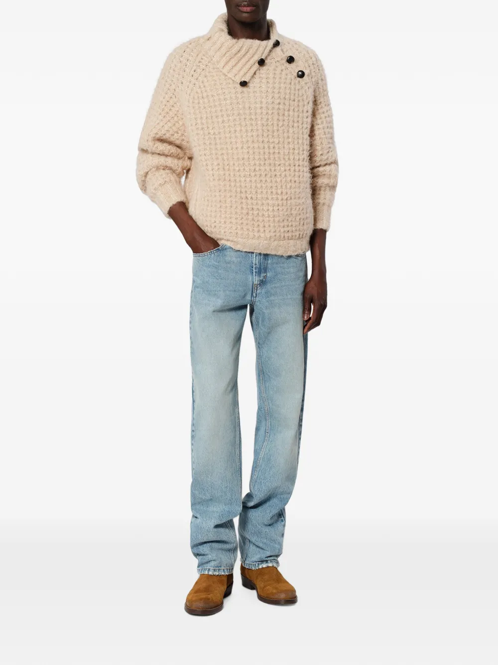 ISABEL MARANT Lyas sweater met knoop-detail Beige