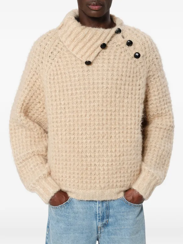 Isabel Marant Lyas Button-detail Sweatshirt in Neutrals