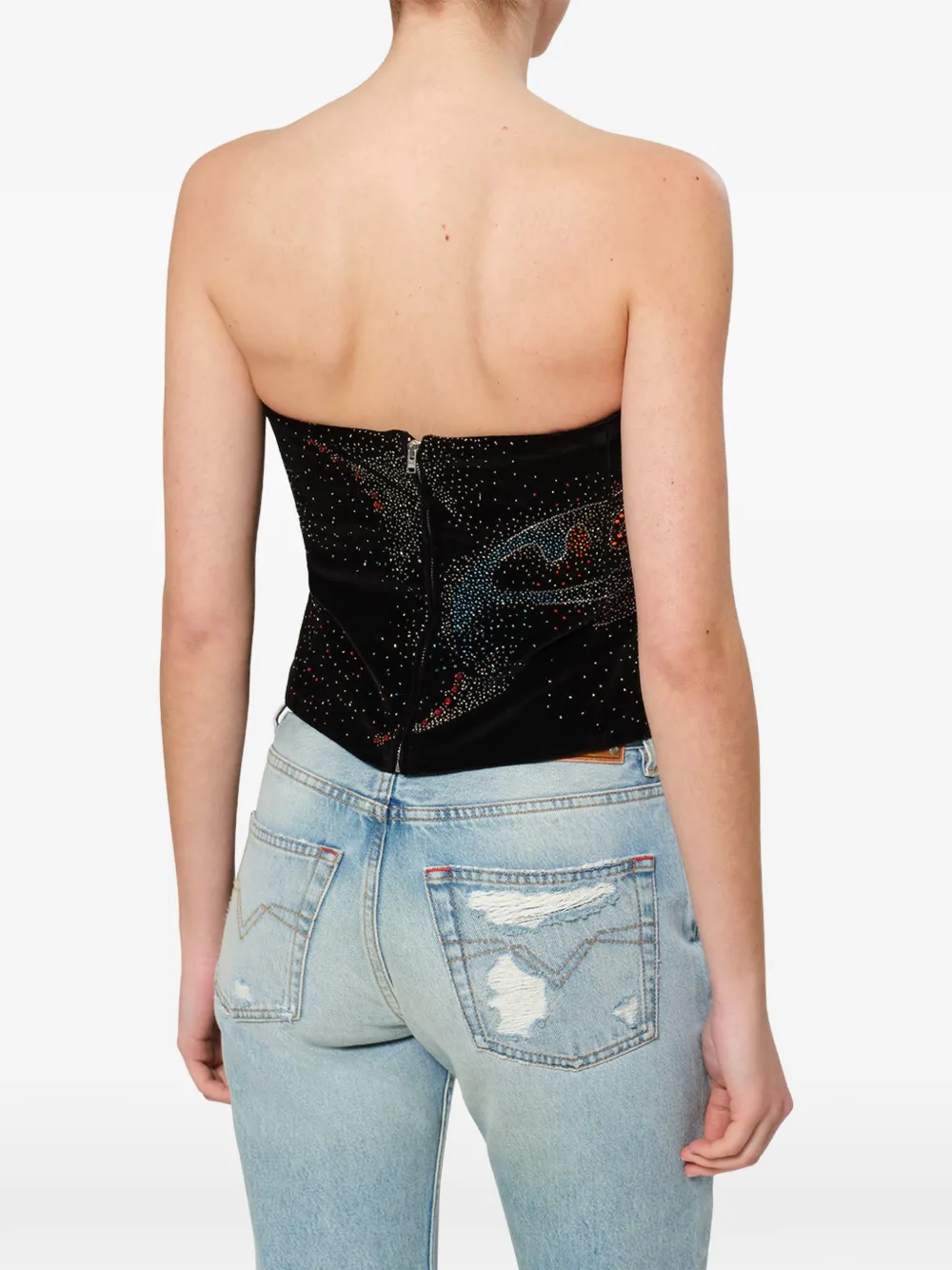ISABEL MARANT Jiska bead-embellished corset top Zwart