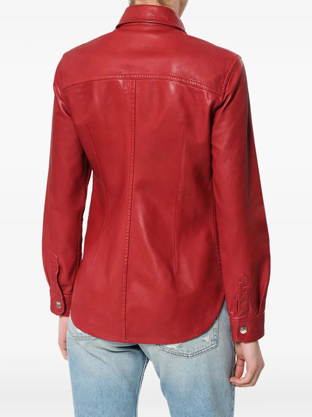ISABEL MARANT Valdy leren blouse met drukknoop Rood