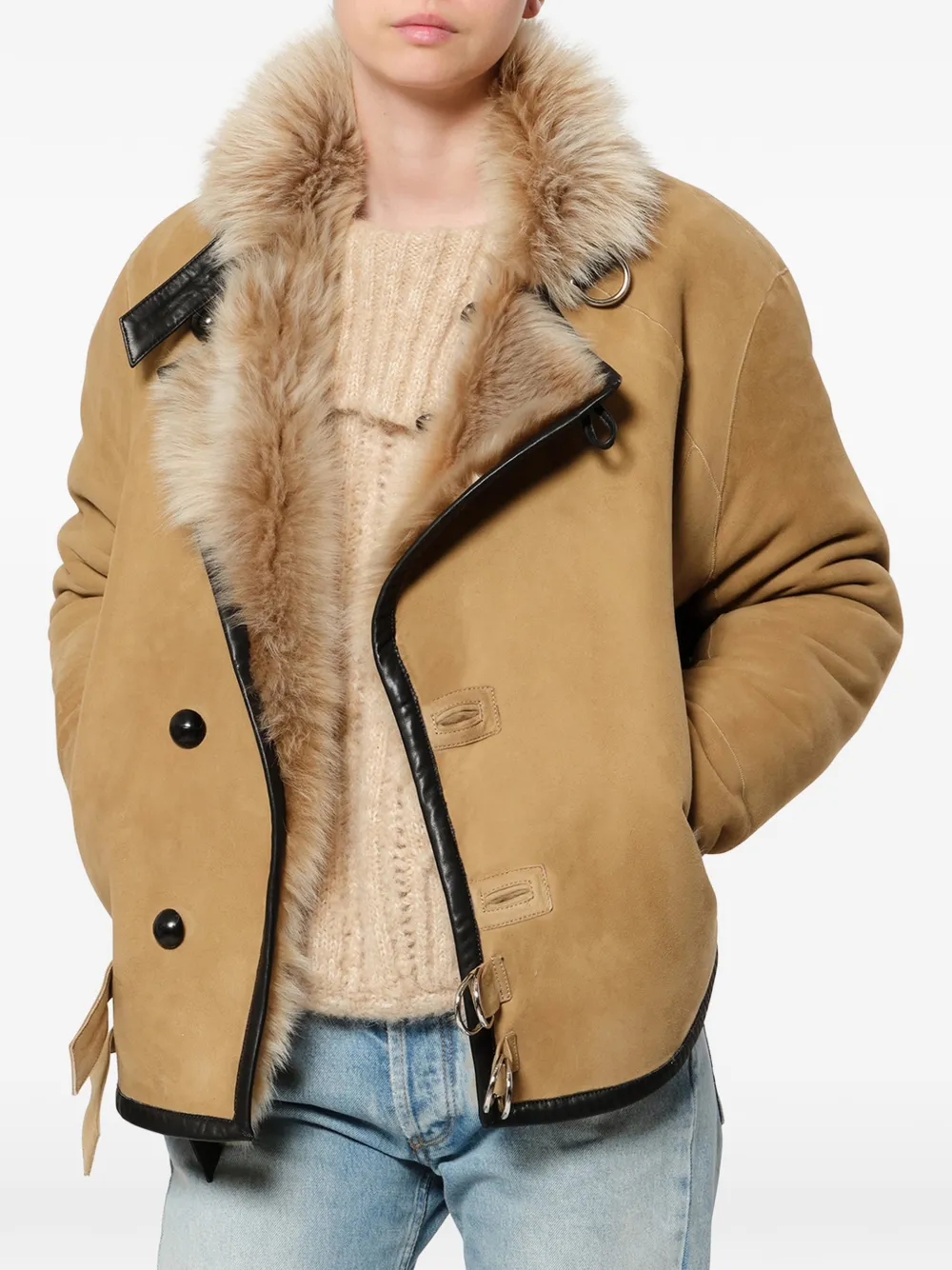 ISABEL MARANT reversible shearling coat Beige