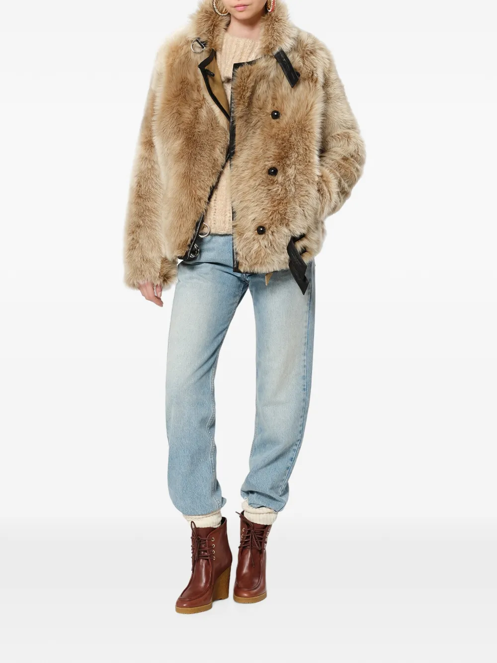 ISABEL MARANT reversible shearling coat Beige