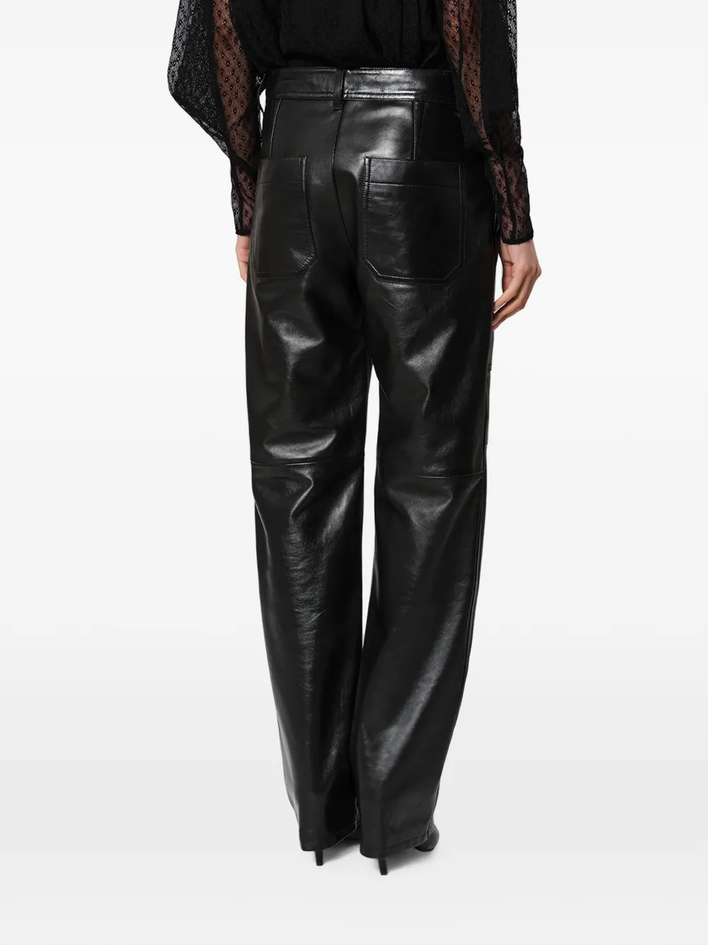 ISABEL MARANT Valka leren broek Zwart