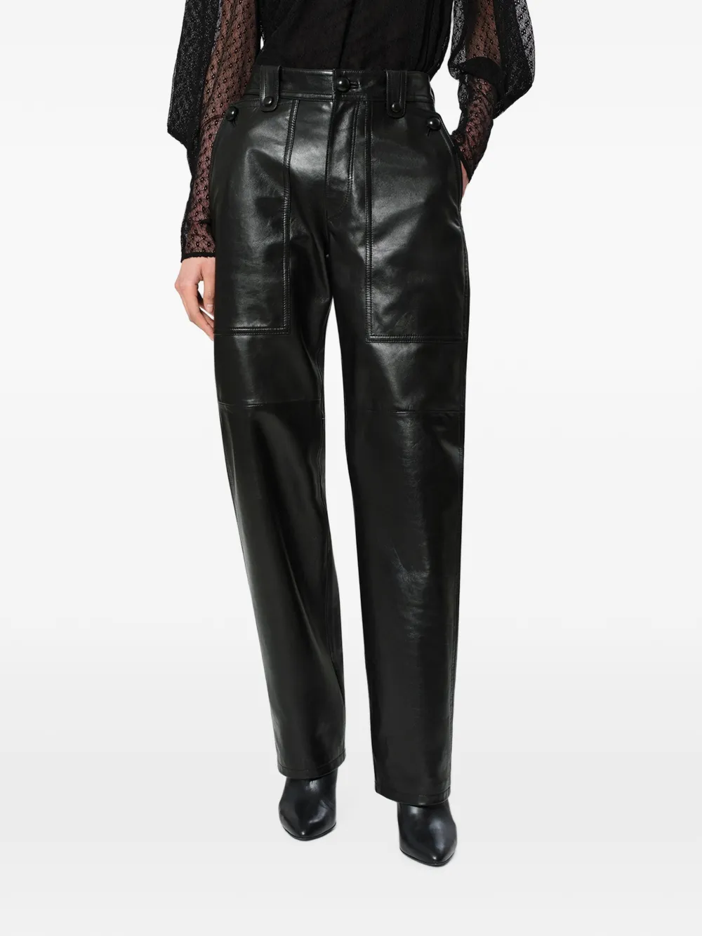 ISABEL MARANT Valka leren broek Zwart