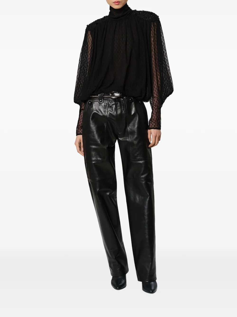 ISABEL MARANT Valka leren broek Zwart