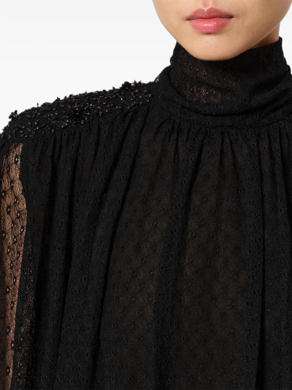 ISABEL MARANT Oeste blouse met borduurwerk en kant Zwart
