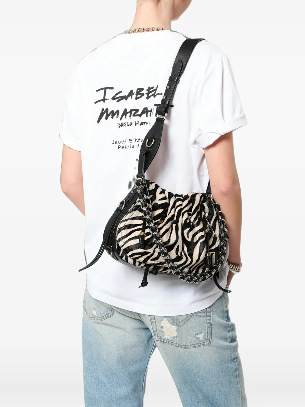 ISABEL MARANT Bolton tas van bewerkt leer Beige