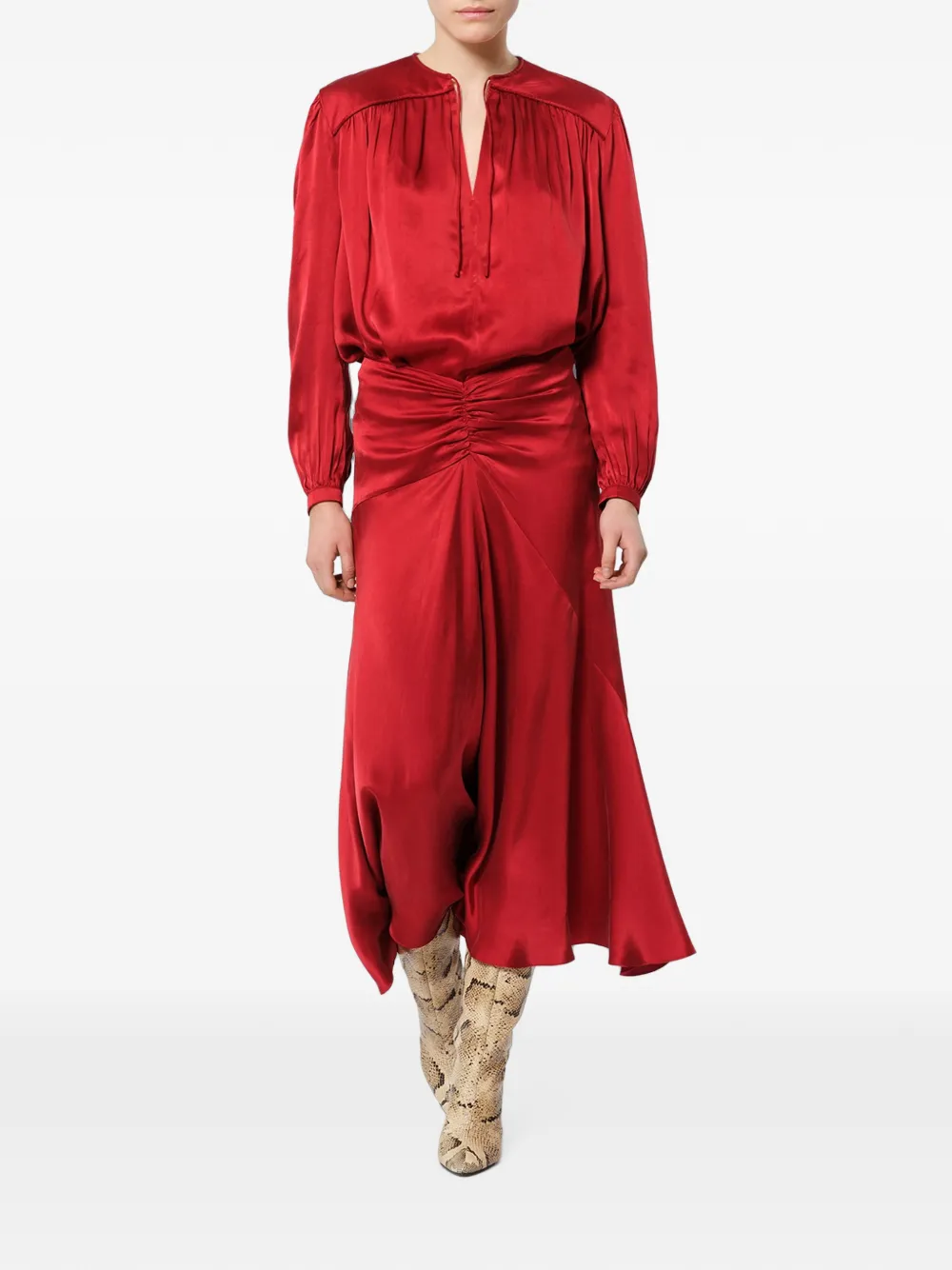 ISABEL MARANT Laraya satijnen blouse Rood