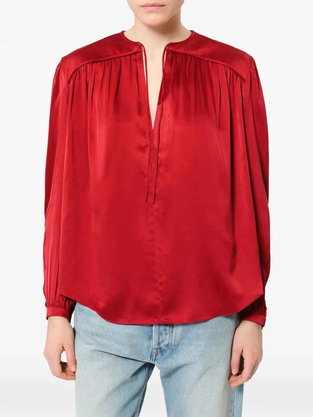ISABEL MARANT Laraya satijnen blouse Rood
