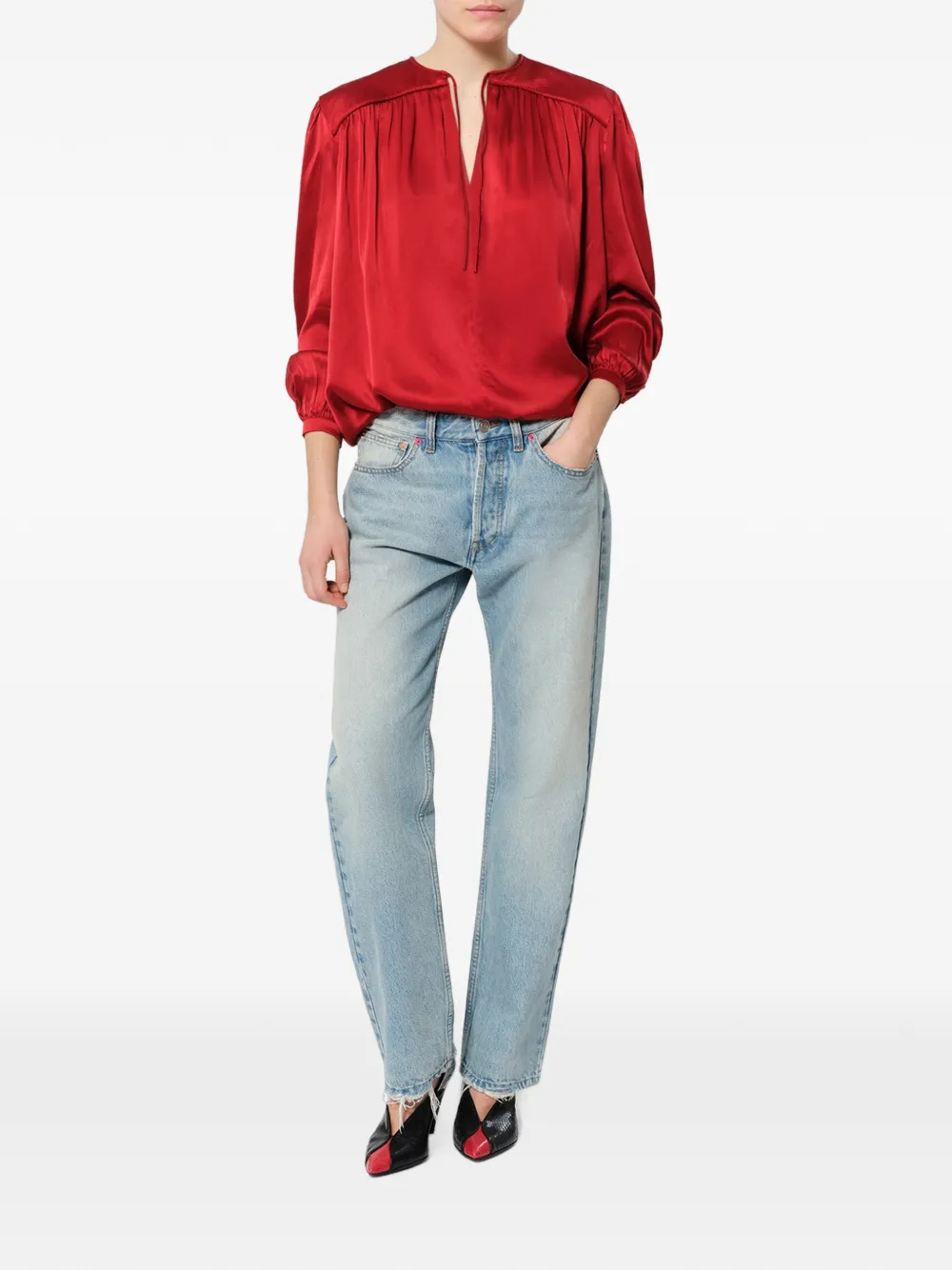 ISABEL MARANT Laraya satijnen blouse Rood