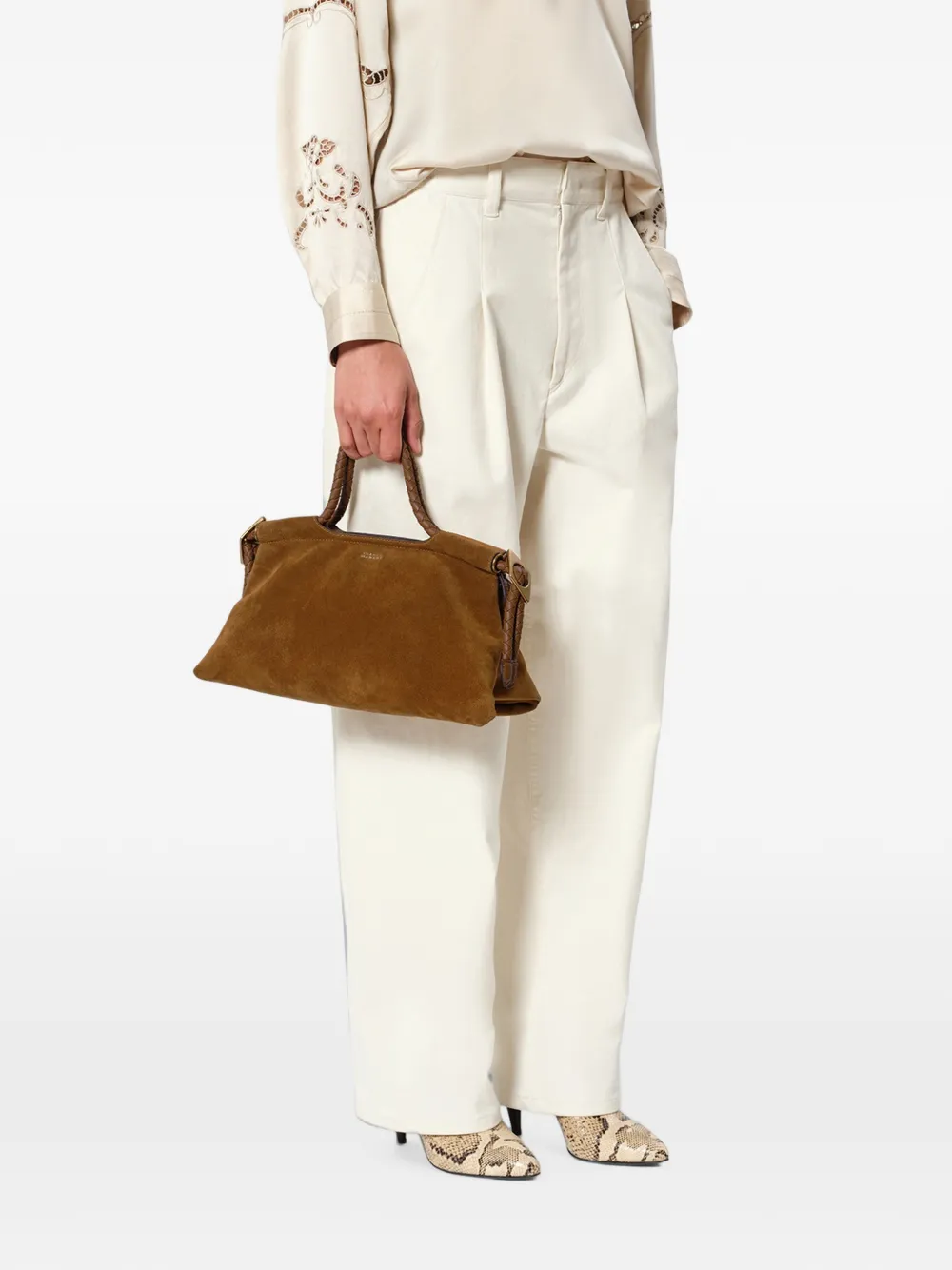 ISABEL MARANT Pipa M suede bag Bruin