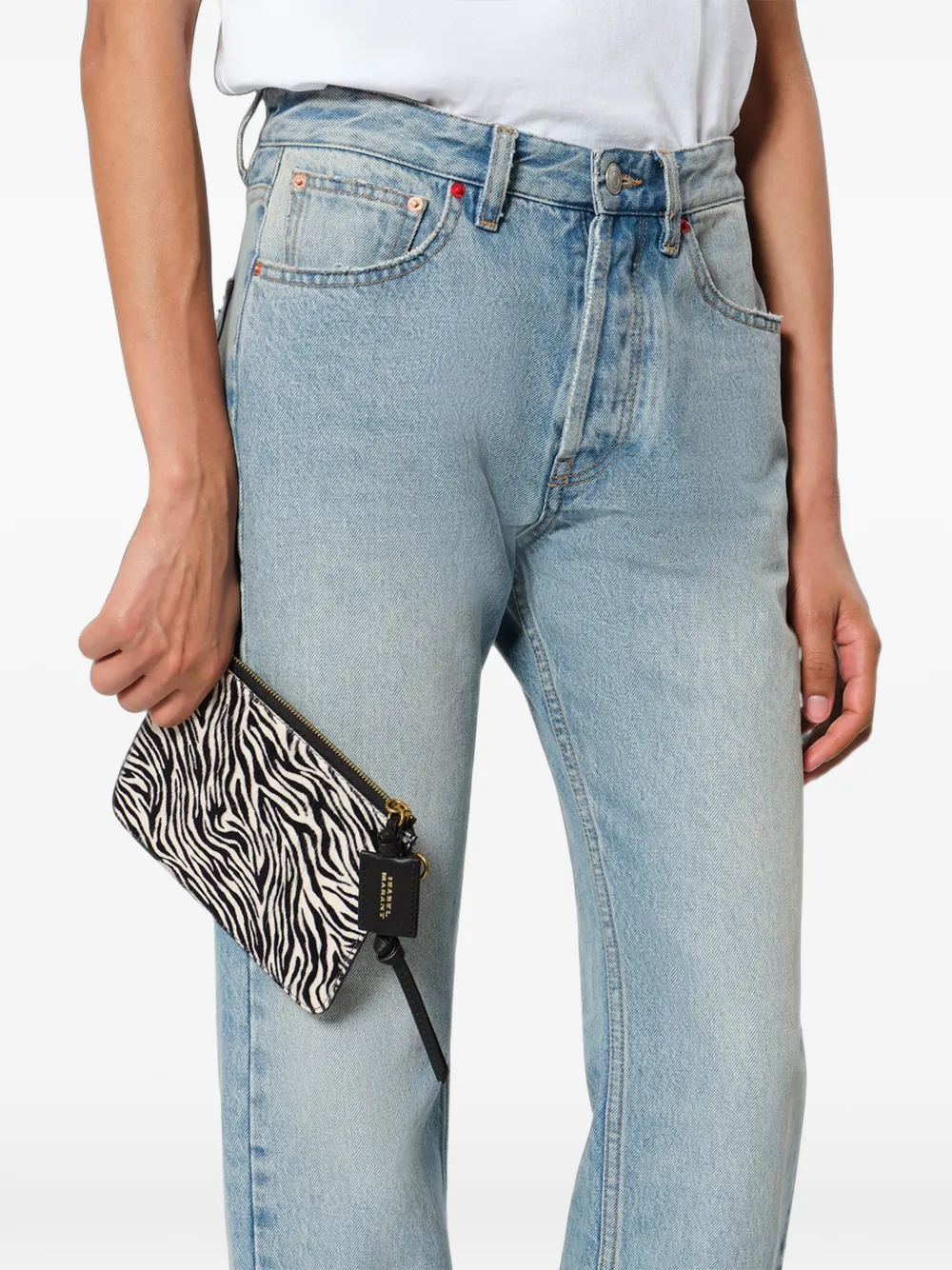 ISABEL MARANT zebra-pattern leather wallet - Bianco