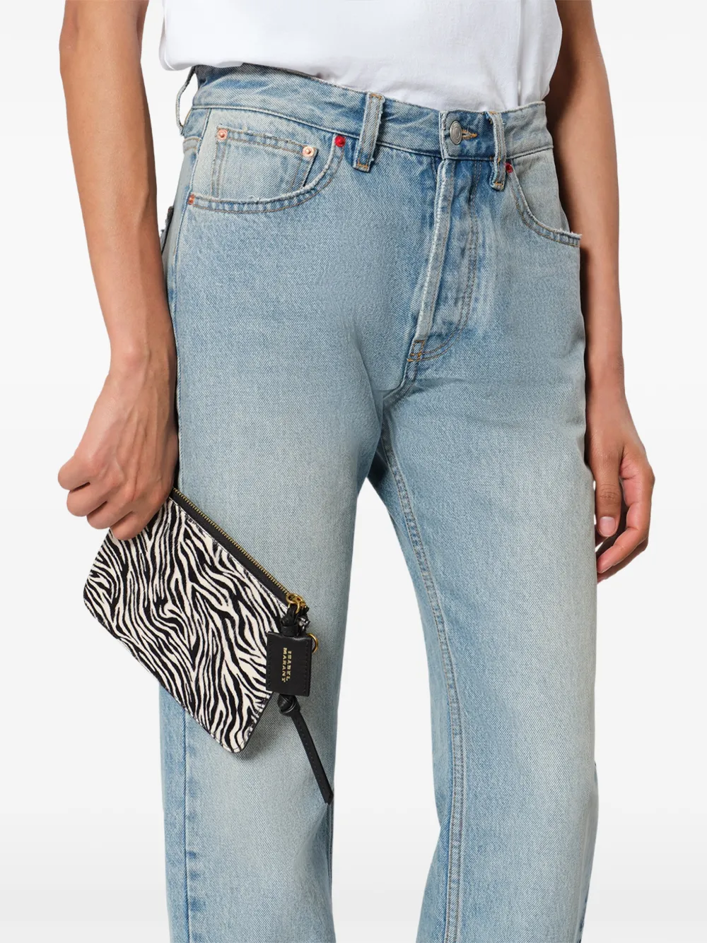 ISABEL MARANT zebra-pattern leather wallet - Bianco
