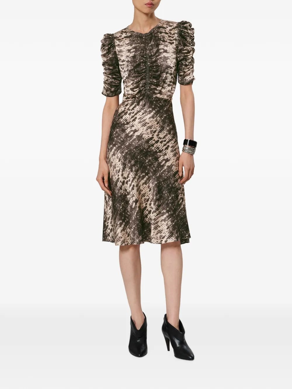 ISABEL MARANT Lemila zijden midi-jurk Beige