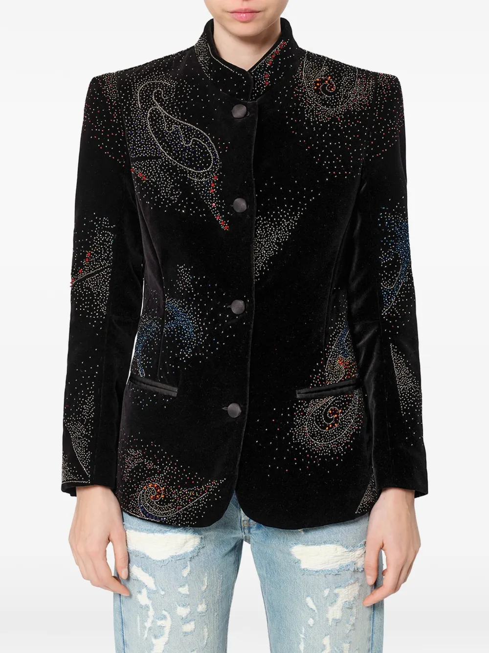 ISABEL MARANT blazer Jaora à motif cachemire et ornements de perles - Noir ISABEL MARANT blazer Jaora à motif cachemire et ornements de perles - Noir