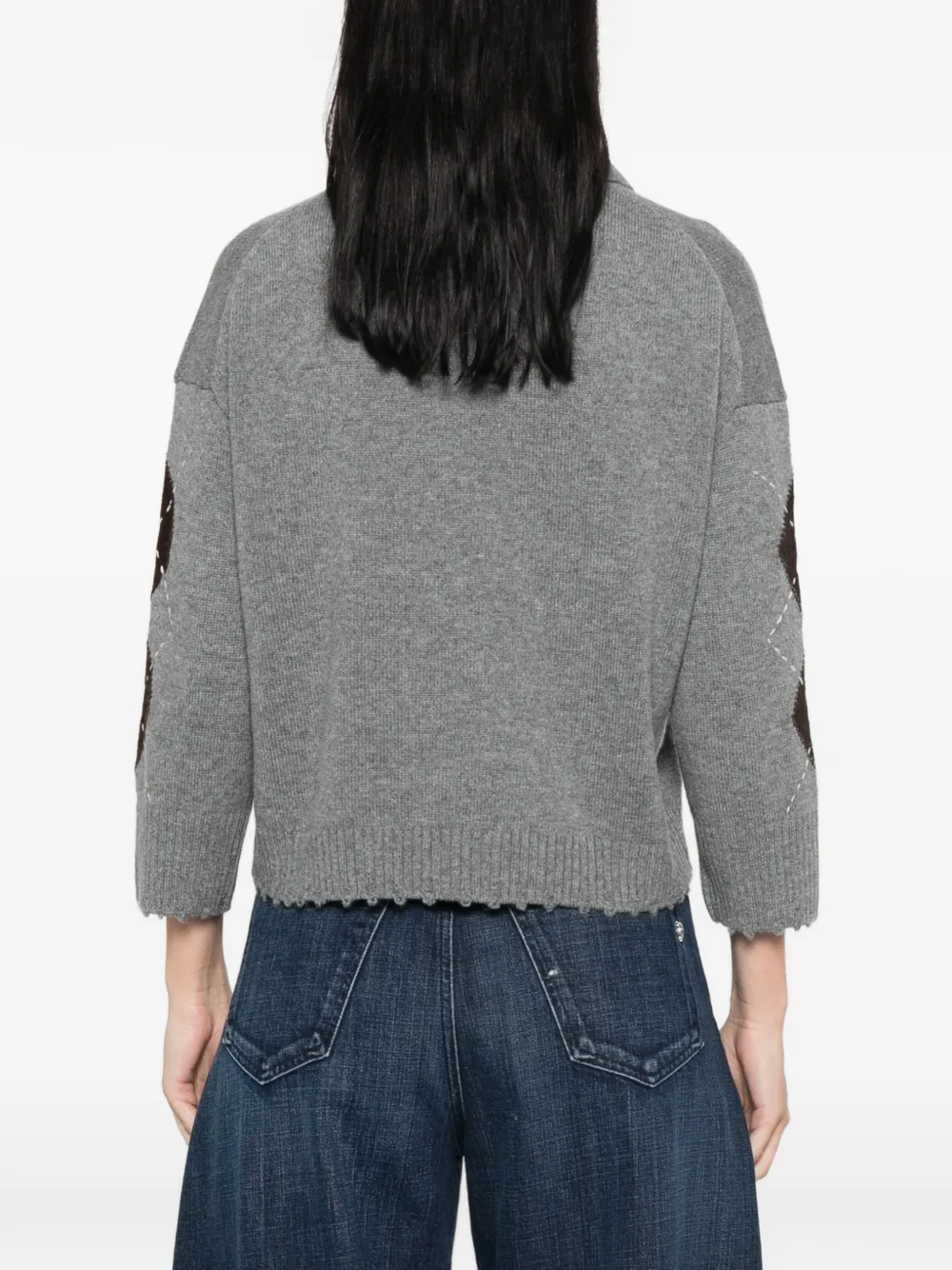PINKO Trui met argyle-patroon en kraag Grijs