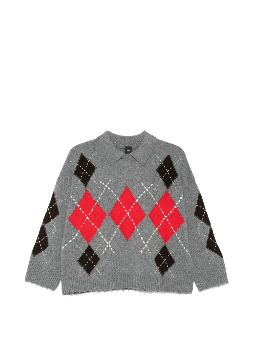 PINKO argyle-pattern collared sweater - Grigio