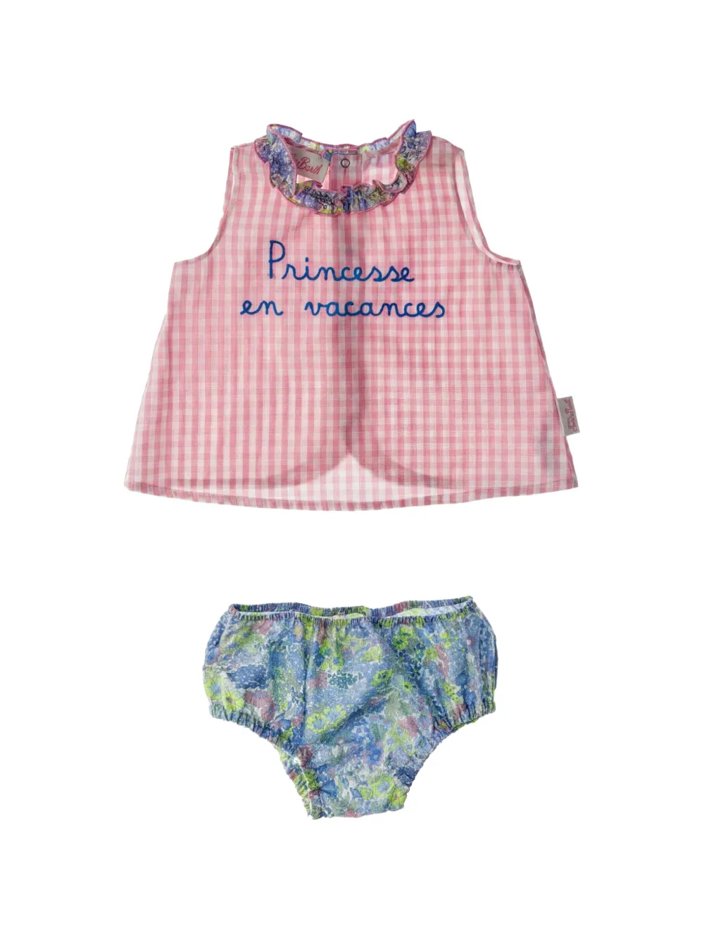 MC2 Saint Barth Kids Babypakje met gingham ruit en bloe print Roze